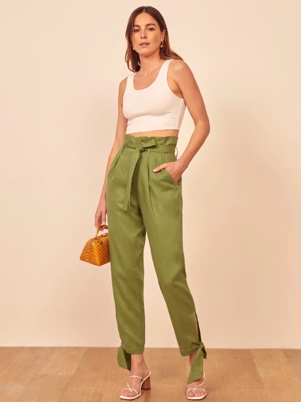 Reformation High-Waist Olive Norman Pants